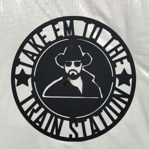 Yellowstone take em to the train station metal decor sign rip
